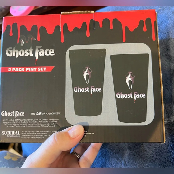Ghost Face 2 pack pint glass set The Icon of Halloween new in box - Picture 3 of 6